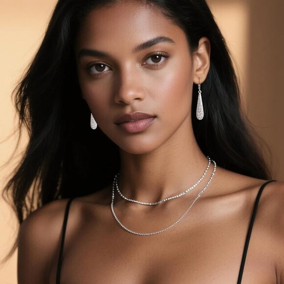 Women's 925 Sterling Silver Teardrop Dangle Leverback Hypoallergenic Earrings - Picture 2 of 7